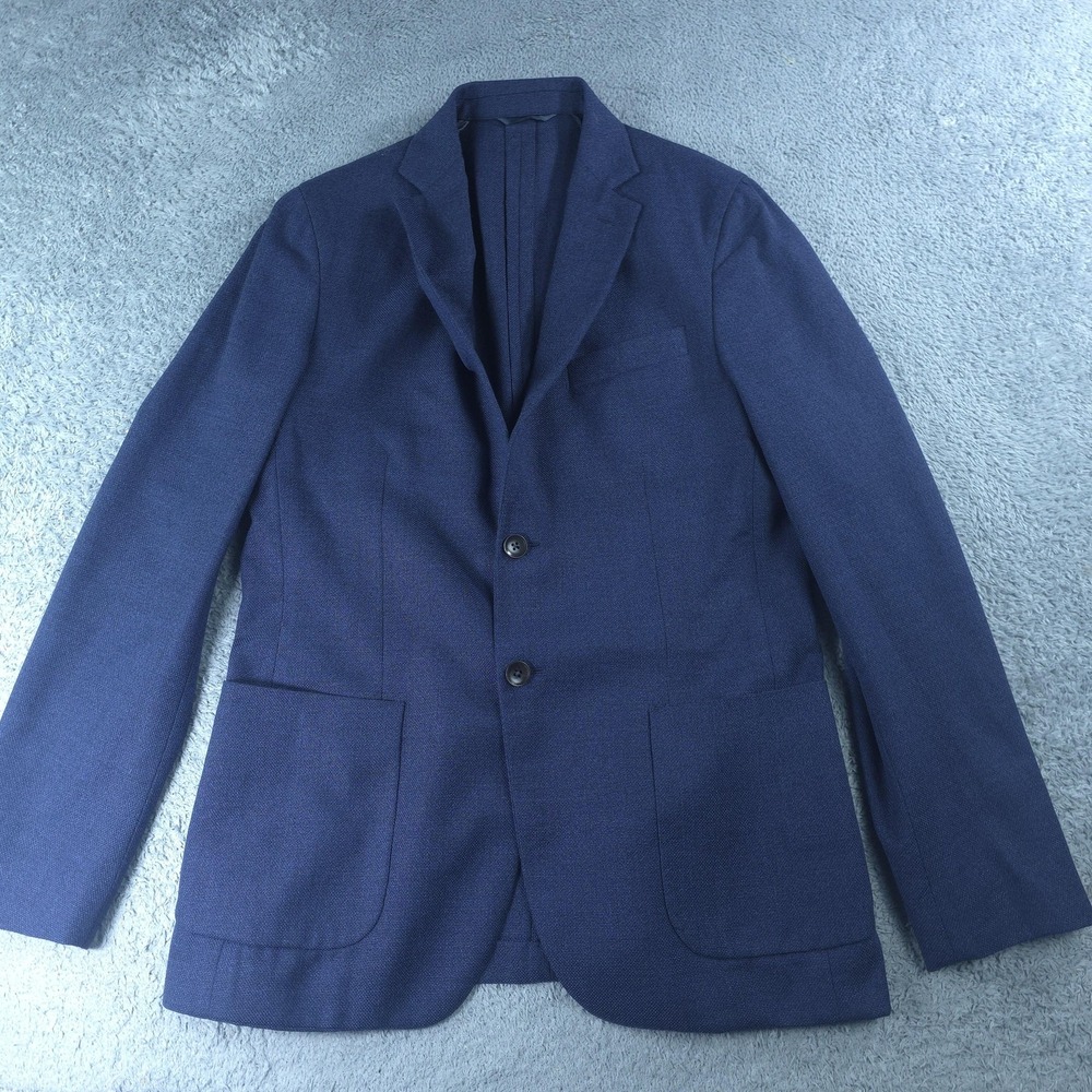 Vintage Charles Tyrwhitt Sport Coat Mens 40L Blue Wool Slim Fit Blazer